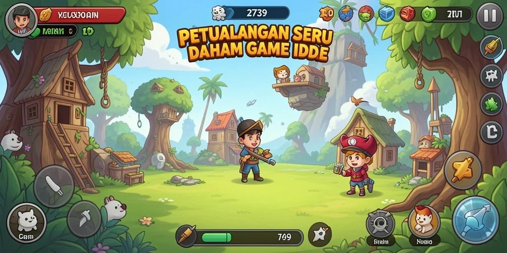 Screenshot gameplay 2739 yang menunjukkan aksi seru dan pengumpulan sumber daya.