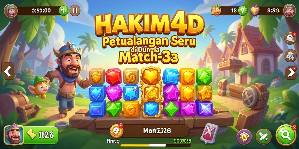 Tampilan gameplay seru HAKIM4D saat mencocokkan item Match-3.