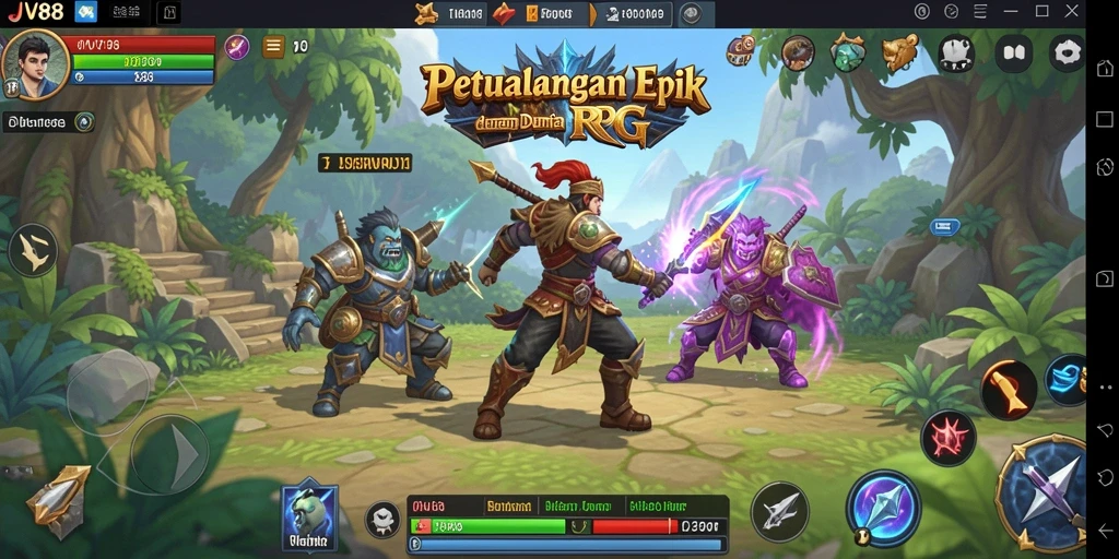Tampilan gameplay JV88 dengan pertarungan seru dan grafis yang menawan.