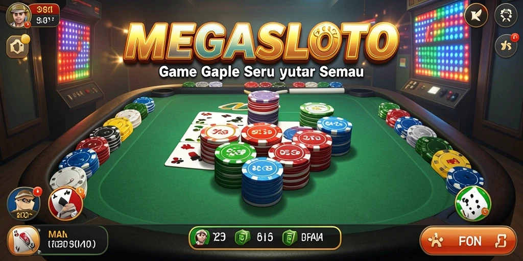 Tampilan gameplay seru dari MEGASLOTO menunjukkan aksi Gaple yang mendebarkan.