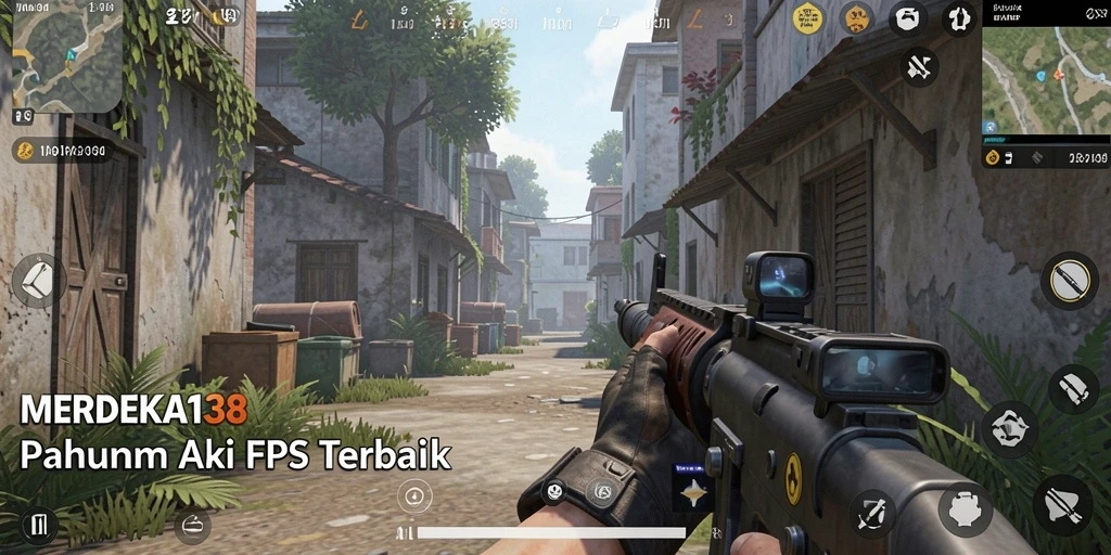 Tampilan aksi intens dalam gameplay <strong>MERDEKA138</strong> dengan senjata yang bervariasi.