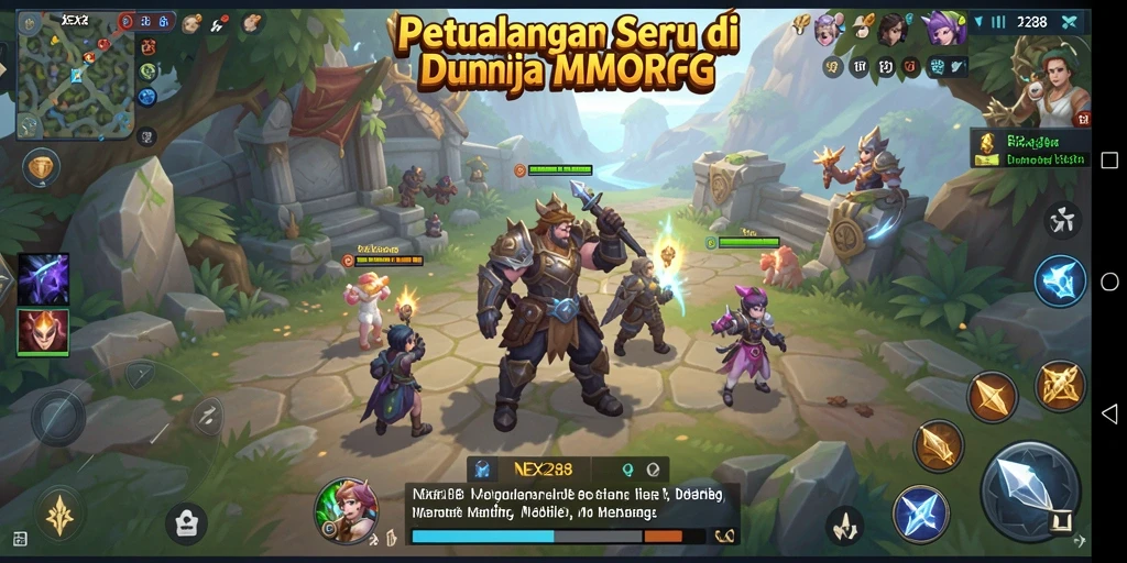 Tangkapan layar dari gameplay NEX288 yang menunjukkan aksi MMORPG yang seru.