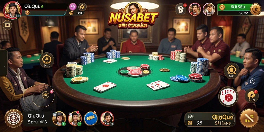 Screenshot gameplay utama NUSABET menampilkan aksi seru QiuQiu.