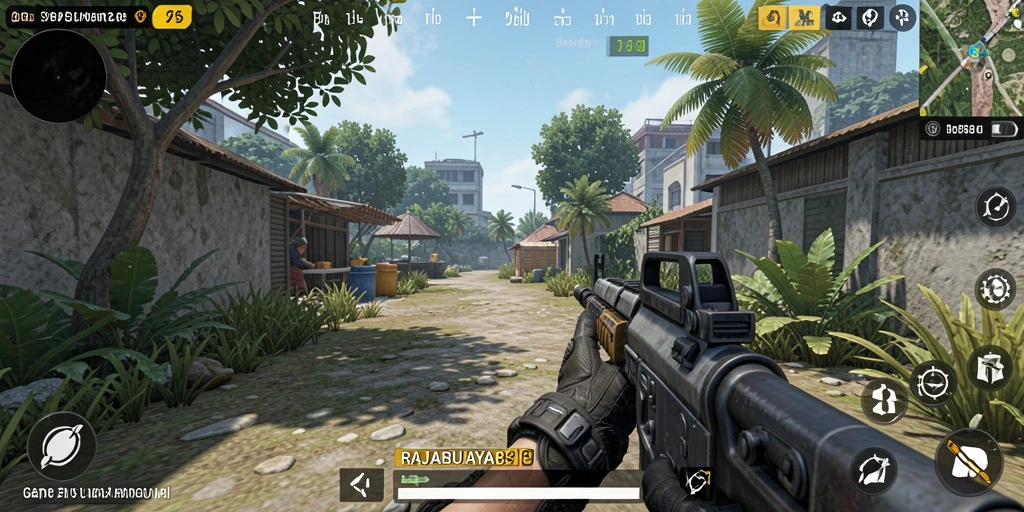 Tangkapan layar utama RAJABUAYA89 menampilkan aksi gameplay TPS yang memukau.