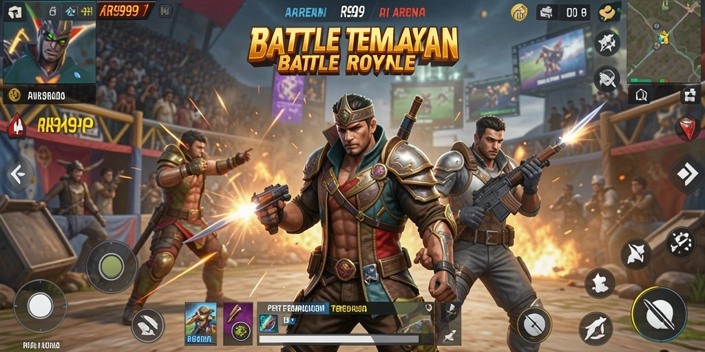 Gameplay seru RR999 ditampilkan dengan aksi pertempuran intens di arena.