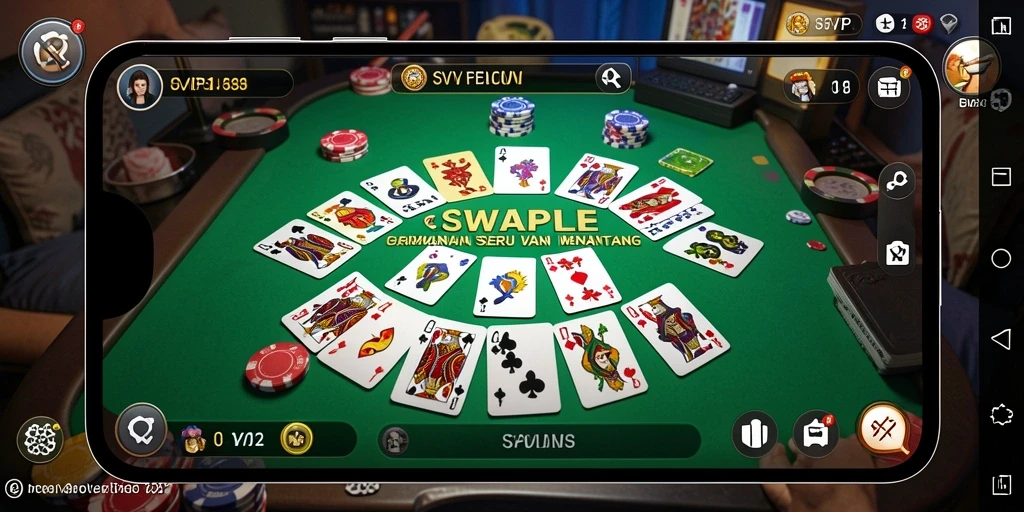 Screenshot gameplay seru SVIP3 menampilkan pertarungan seru di Gaple.