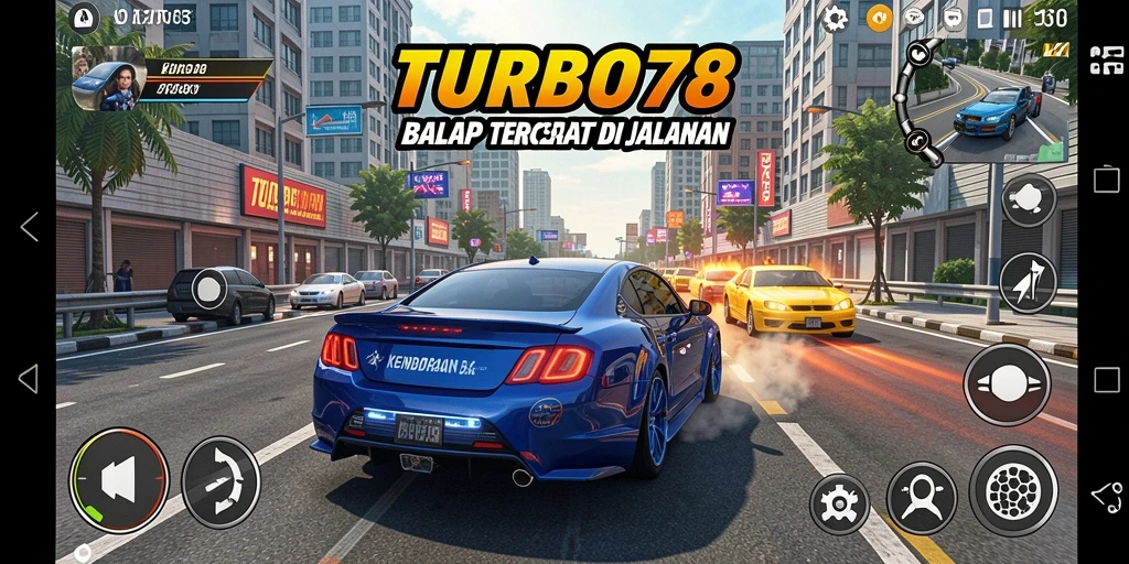 Tampilan gameplay balap yang mendebarkan dalam TURBO78.